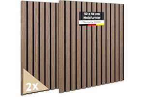 JELLE & JACOB Akustikpaneele Holz Walnuss Furnier 52x52 cm, 2er Set 3D Wandpaneele Holz auf Akustik-Filz, Wand Paneele, Wandverkleidung Holz, Akustikpaneel Eiche, Wandpaneele Holzoptik