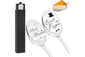 Umllpet Mama Papa Geschenke, Vatertag Muttertag Geburtstag Geschenke Für Eltern, 2 Stück Kaffeelöffel mit Gravur Beste Mama und Papa Der Welt, Vatertag Muttertag Geschenk für Mama Papa Werdende Eltern