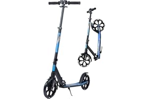 Dskeuzeew Monopattino Pieghevole, Monopattino Regolabile con Luce a LED, Adatto per Bambini e Adulti, Ruote da 205 mm PU Big Wheel, Freno Posteriore Antiscivolo, Può Sopportare 100 kg