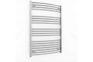 MYHOMEWARE 700mm Wide Chrome Heated Towel Rail Radiator Curved and Flat For Bathroom Designer UK (700mm x 1000mm (h) Curved)