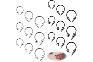 ZS Orecchini a perno da naso con punta da 20 g, in acciaio inox 18 G, 16 G, per setto nasale, labbro, cartilagine, trago, elice, piercing per donne e uomini