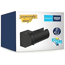 GROHE Vitalio Universele QuickFix - verstelbare wandhouder voor handdouches (houdkracht: max. 20 kg, inclusief schroeven en pluggen, extra eenvoudig te monteren met GROHE QuickGlue), mat zwart