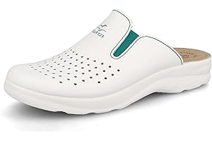 Fly Flot | Man Professional Zoccoli Sanitari Uomo con Elastico Regolabile Ciabatta Tomaia in Pelle Forata Sottopiede Imbottito Antishock