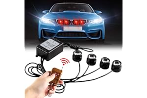 yifengshun 4 en 1 DC12V Eagle Eye LED Luces Estroboscópicas para Camiones Con Kit de Control Remoto Inalámbrico Luz de Marcha Atrás Luz de Marcha Diurna DRL -Rojo