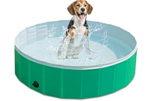KPUY Foldable Dog Pool, Collapsible Hard Plastic Dog Swimming Pool, Portable Bath Tub for Kids Dogs and Cats, Pet Wading Pool for Indoor and Outdoor