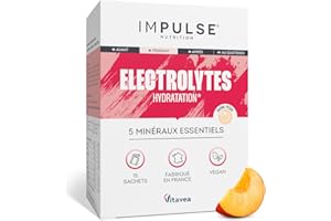 Électrolytes Poudre Pêche - Sodium, Potassium, Magnésium, Calcium, Zinc - Hydratation, Énergie et Endurance - Anti-Crampes - Sans Édulcorants - Sport - 15 sachets - IMPULSE NUTRITION