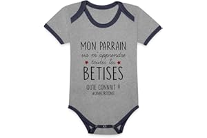 Spreadshirt Parrain Va M'Apprendre Les Bêtises Body Bébé Bio Manches Courtes