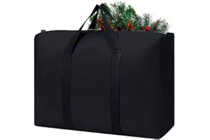 COTTNY Christmas Tree Storage Bag 2 Feet, Christmas Storage Bags For Decorations, Heavy Duty Tearproof Storage Tote Box with Zips, Waterproof Reinforced Xmas Storage Bags for Disassembled Trees (Black)
