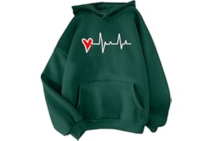 Cocila Sudadera con Capucha con Estampado de corazón de Amor para Mujer con Capucha Superior con cordón y Bolsillo Grande Sudares Mujer Bata Sudadera Mujer Jersey Invierno Mujer