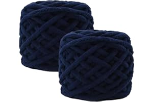 ‎MAXEE Maxee Dicke Wolle Garn 180 g(90 g*2), ca.130 m, Super Soft Knitting, Grobstrick Weiches Wollgarn, zum Häkeln für Decke, Perfekt zum Weben von Schals, Mützen, Decken, Zierkissen-Marineblau 19