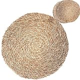 bajoplatos de mimbre de colores  HERSIG Pack de 6 Salvamanteles Redondo de Mimbre 40 cm