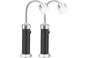 MODOAO 2 Pack 360 Grad Verstellbare BBQ LED Grill Lichter mit Magnetischer Basis und 9 LED Birnen, Batteriebetrieben, Outdoor Grill Lichter für Outdoor Camping, Picknick, Garage