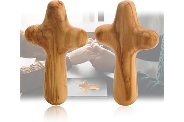 2 stycken olivolträ träkors, 10 x 6 cm väggkors av olivträ handgjort träkors väggkors för nattvardsgång konfirmation katolskt kristet kors bön meditation stöd stöd förstärkning