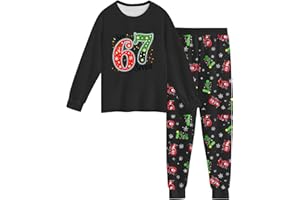 BAUENIEROY Christmas Pjs 67 Meme Pyjamas Set Sleepwear Six Seven Number 6 7 Christmass Long Sleeve Pjs Jumper 2025 Tops and Pants 2 Piece Outfit