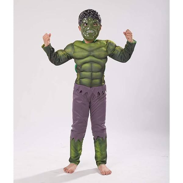 תחפושת הענק הירוק האלק עם שרירים לילדים