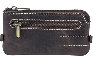 LEAS Schlüsseltasche natur robust mit 2 Ringen Echt-Büffel-Leder, braun Vintage-Collection