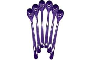 Kimmel Cucharas multiusos para yogur, cócteles, 6 unidades, reutilizables, plástico y violeta