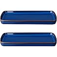 Denby - Imperial Blue Serving Platter Tray Set of 2 - Rectangular Ceramic Stoneware Plate Royal Blue 26cm x 14.5cm - For Hosting Dinner Parties, Buffet Tray