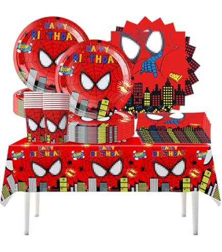 Set Stoviglie USA E Getta Spider-Man - 52 Pezzi Per Feste, Con Piatti, Bicchieri E Tovaglioli - Foto 4
