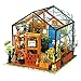 Produktbild Mydee DIY-Puppenhaus Stellte Hölzernes Puppenhausminiatur-Puppenhaus mit Miniemöbelsatz-Holzbearbeitungsbaukastenmini handgemachtem grünem Haus mit LED-bestem Jungenmädchen-Geburtstagsgeschenk Ein