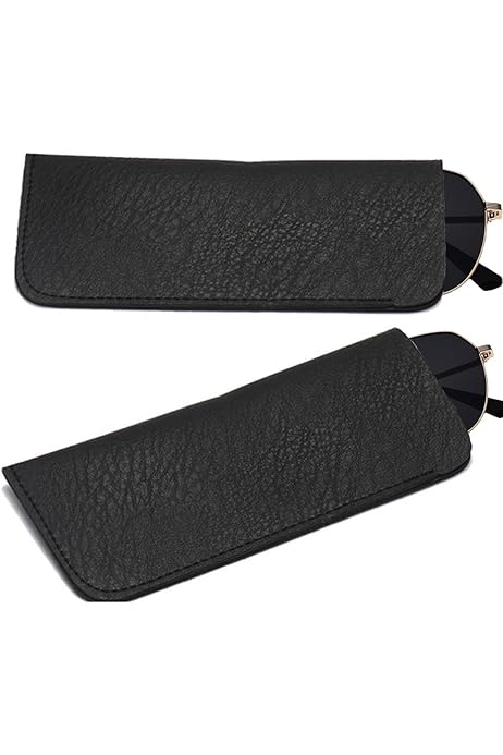 2 Custodie Per Occhiali In Pelle - Morbide, Portatili, Per Uomo E Donna, Nero E Blu - Foto 14