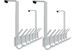 Honsky Türgarderobe,Klappbar Türhakenleiste zum Einhängen mit 14 Hanken,Türfalzstärken4,5/4/3,5cm,Türhaken innenseite, Kleiderhaken Tür, Solide Türhaken zum Einhängen,2 Stück,Weiß,