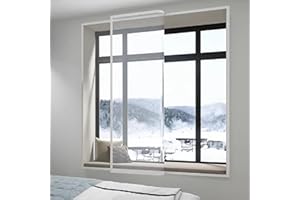 JIAJUTUI001 kit d'isolation de fenêtre d'hiver, Réutilisable Kits D'isolation de Fenêtre EVA Rideau Thermique Anti Froid film isolant pour Cuisine fenêtres (250x250cm)