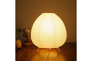 ACMHNC Lámpara de Papel, Retro Lámpara de Cabecera de Papel Arroz con Pantalla Blanca, Lámpara de Mesa Salón Dormitorio Decoración, Casquillo E14, 1,8 Meter Cable, H 23cm