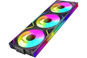 Jungle Leopard Interstellar-V2 Daisy Chain RGB PC Lüfter 120MM 3er Pack,1850RPM/68CFM/2.4mmH2O/24LEDs,5V3PIN ARGB und 12V4PIN PWM Lüfter (Schwarz Reverse Blade)