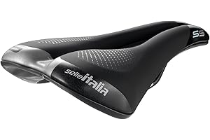 Selle Italia S5 Superflow - Selle de Vélo de Ville et Cyclisme Urbain, Rembourrage en Gel, Revêtement avec Inserts Haute Visibilité et Trou Anatomique, Cadre en Alliage Fec