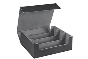 Ganekihedy 1 pièce 1800+ Game Card Deck Case Box pour cartes à collectionner Boîte de rangement de cartes magnétique Top Side-Loading, Noir+Gris