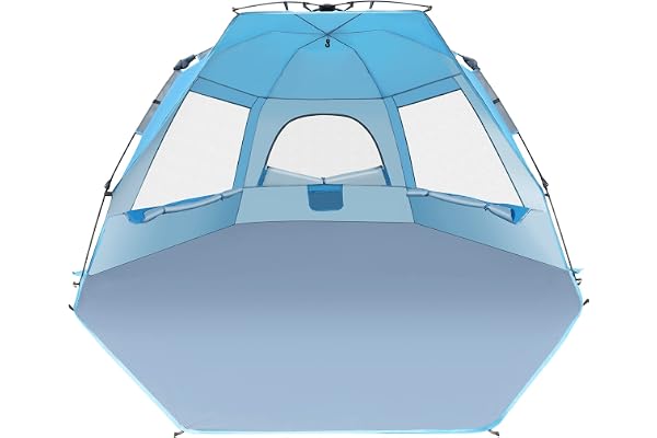 Glymnis Tente de Plage Quick Up Tente de Plage Automatique Protection UV 50+ Protection Contre Le Vent avec système Quick Up Petite Taille repliée pour 4 à 5 Personnes