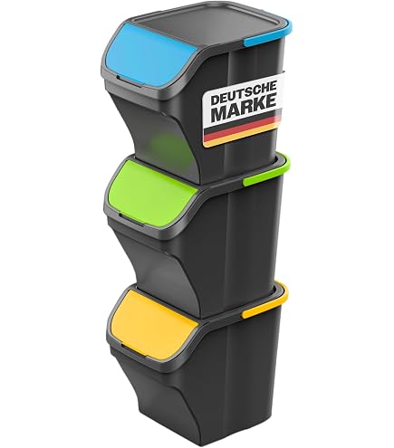 Gardissimo Stack - 3er-Set Stapelbare Mülleimer Je 25 Liter, Für Einfache Mülltrennung In Der Küche