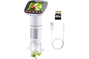 Koolertron Microscopio Bambini, Microscopio Digitale LCD Palmare1920x1080P,Microscopio Professionale 50-1000x HD,Microscopio USB con 32GB Scheda SD
