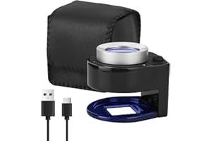 HUNTERBEE 6 Luci da Tavolo in Metallo lente con scala Pieghevole Portatile Anello per Occhi Tessile Ottico Strumento Monete Francobolli Valuta Gemme, 30X lente d'ingrandimento con scala