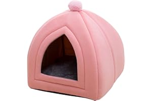 Fonowx Gato Cama Casa Cueva Cálida Perrera Cojín Suave Interior Cerrado Tipi Sofá Mascota Gato Cachorro, Rosado
