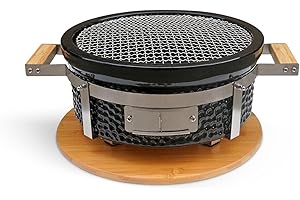 CREATE/BBQ KAMADO HIBACHI/Round Smoker Barbecue Black/Compact, polyvalent, peut fumer, griller et cuire, système de ventilation.