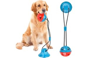 BUYGOO Hundespielzeug mit Saugnapf, Hunde Molar mit Saugnapf Kauseil Ball Pet Spielzeug Hund Zahnbürste Spielzeug für Hund Ziehen, Kauen, Spielen