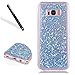 Produktbild Galaxy S8 Handytasche,Glitzer Hülle für Samsung Galaxy S8,Leeook Hülle TPU Case Schutzhülle Silikon Crystal Kirstall Clear Case Durchsichtig Blau Glitzer Malerei Muster Transparent Silikon Schutzhülle Hülle Cover Abdeckung Etui TPU Bumper Schale für Samsung Galaxy S8 + 1 x Schwarz Eingabestift-Blau Glitzer