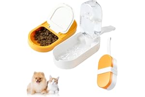 MISYUE Dog Water Bottle, Dog Bowl 2-in-1, Food Container Large Enough for Dog Treats, Steak, Sticks, Bars, Portable Pet Water Dispenser for Hiking, Travel, Cat Bowls and Pet Water Bottle (yellow)