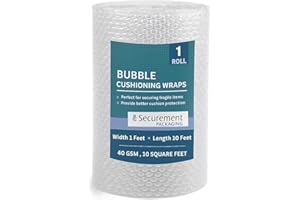 Elatrin Bubble Wrap Roll, Heavy Duty 40 GSM, Clear, 1 ft x 10 ft, Packaging Cushioning for Fragile Items