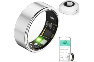 HPLSZCN Anillo Inteligente para Hombre y Mujer con Estuche de Carga, Modo multideportivo, podómetro, frecuencia cardíaca, SpO2, sueño, Resistente al Agua IP68, Monitor (Plateado, 8)