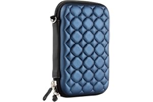 TQPUWT Hard Drive Case, 2.5 Inch Shockproof and Waterproof Hard Drive Bag, EVA External Hard Drive Case with water ripple texture, Multi-Function Storage Carrying Universal Travel Case, Color - Blue