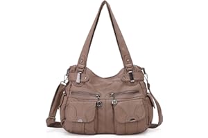 FANDARE Grand Sacs Portés Epaule Femme Sac Bandoulieres Sacoche Étanche Cuir PU pour Achats Fête École Voyage Crossbody Hobo Bag Kaki