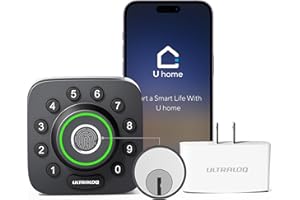 ULTRALOQ U-Bolt Pro Smart Lock with WiFi Bridge, 7-in-1 Fingerprint Keyless Entry Door Lock with App Remote Control, Backlit Keypad, Auto Unlock, Voice Control with Alexa and Google, IP65 Waterproof