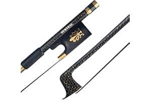 SURVEAL Advanced 4/4 Violin Bow Golden Silk Braided Carbon Fiber Bow Round Stick Ebony Frog Black Horsehair Fiddle bow (4/4)
