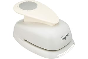 Rayher perforatrice fantaisie ronde avec bordure décorative perforeuse papier à motifs de cercle à 5,08 cm (2") perforatrice scrapbooking pour papier/carton jusqu à 200 g/m2 multicolore