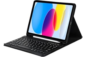 KBCASE Coque Clavier pour iPad A16 11/10 Ème Generation (11 Pouces 2025/10.9 Pouces 2022), Étui Keyboard Bluetooth sans Fil pour iPad 10eme/11eme A16 avec Porte Crayon AZERTY Français,Noir
