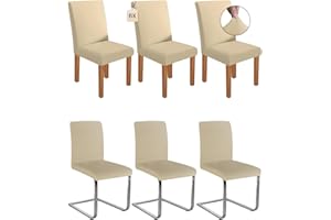 Dmyifan Stretch Stuhlhussen Schwingstühle, Abnehmbarer Waschbarer Stuhlbezüge, Chair Cover für Esszimmer, Hotel, Bankett, Partys Deko, Hochzeit (6, Beige)