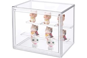 FLEARITZO Vitrina para Colecciones Caja expositora de acrílico Transparente con Puerta magnética apilable y Desmontable Ideal para muñecas Figuras de acción miniaturas y Objetos coleccionables (27×22×18 cm)